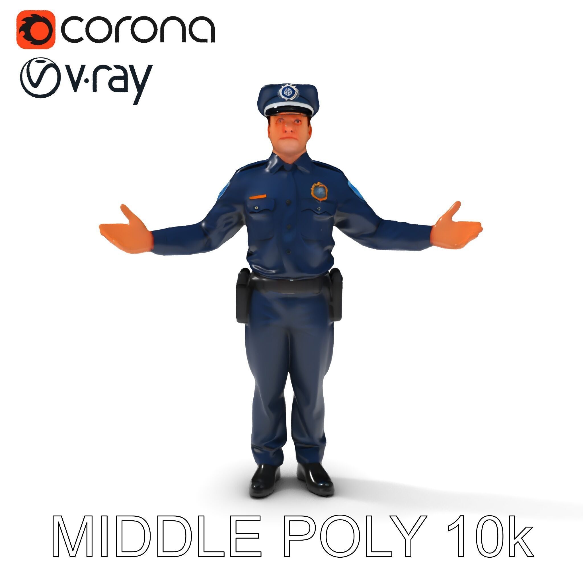 Realistic Police Officer D Character Model with PBR Textures Low-poly 3D model_25