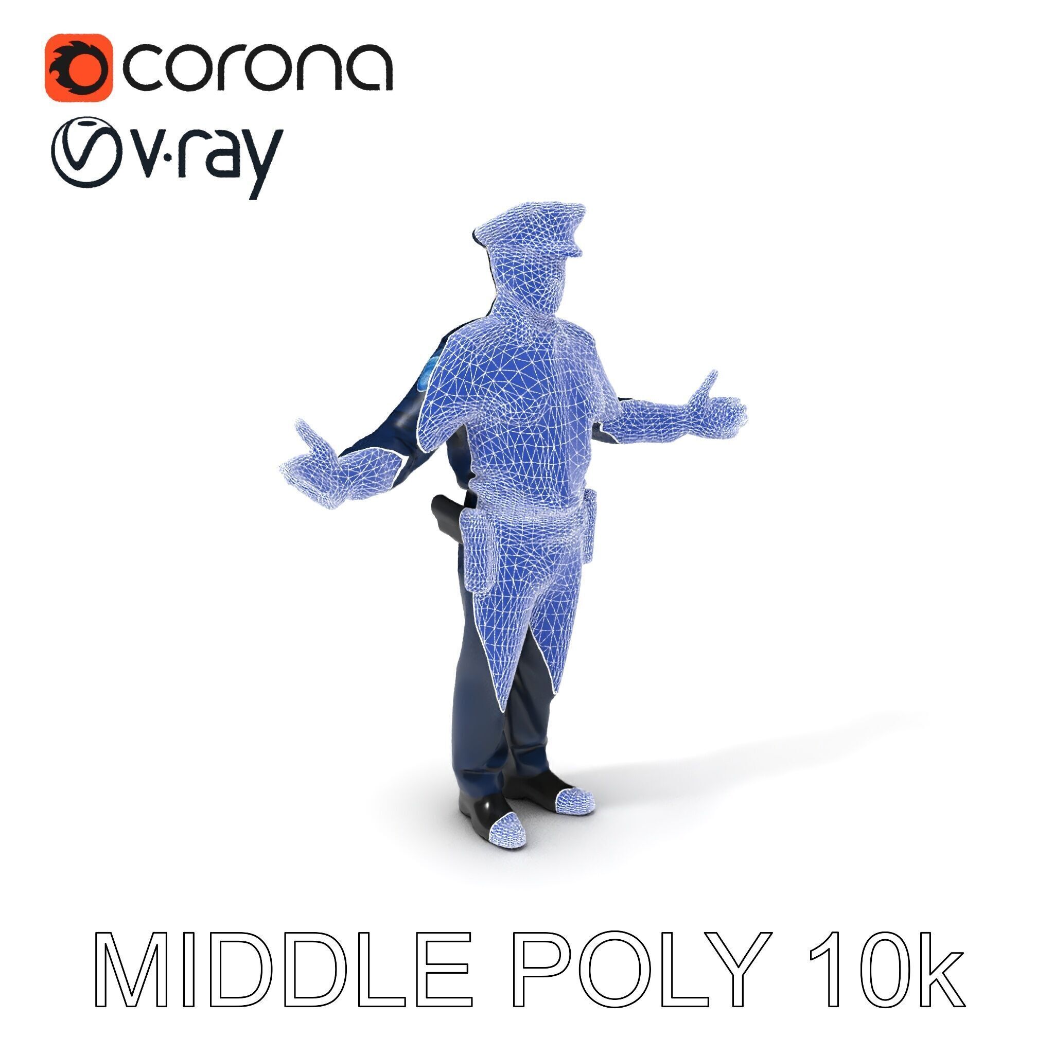 Realistic Police Officer D Character Model with PBR Textures Low-poly 3D model_22