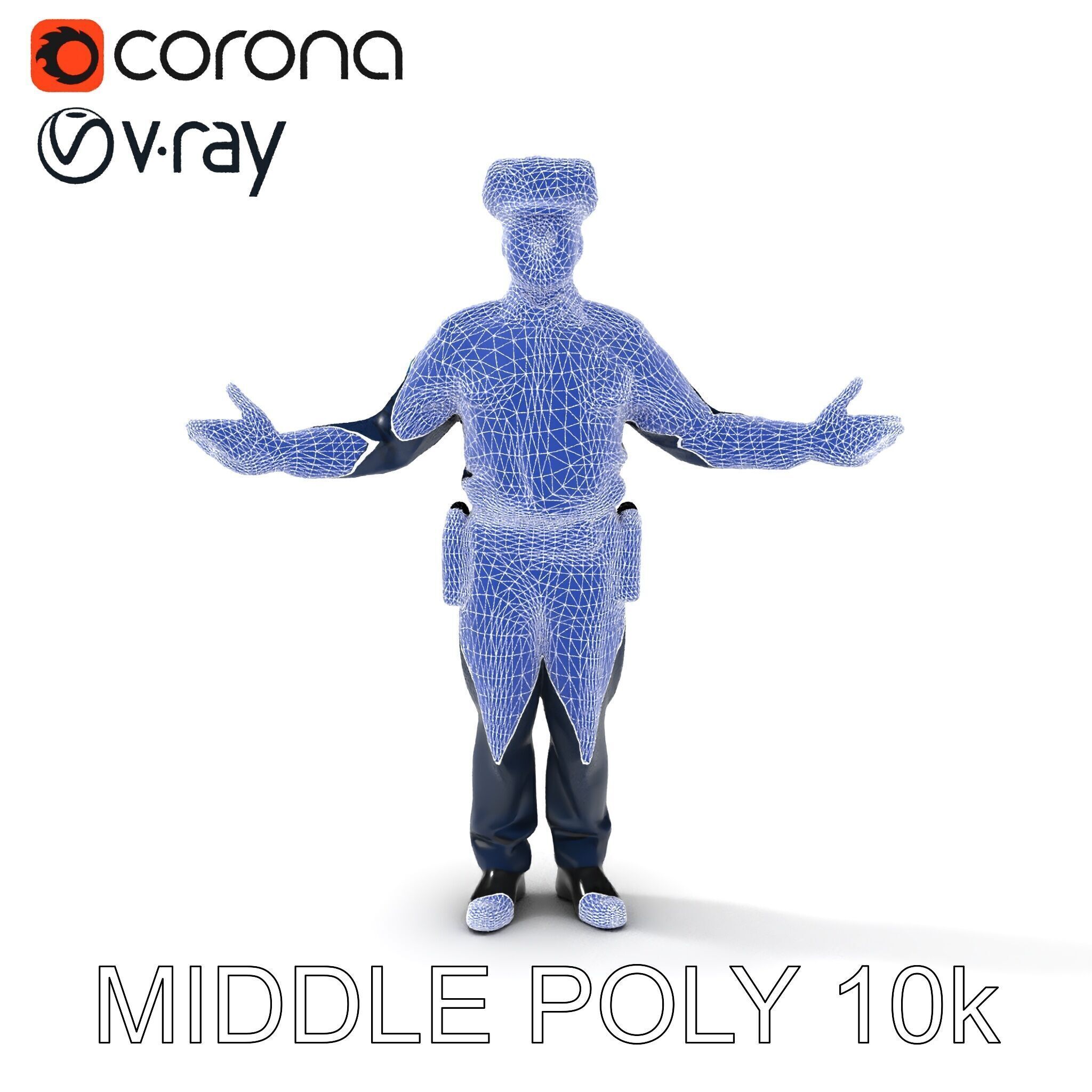 Realistic Police Officer D Character Model with PBR Textures Low-poly 3D model_14