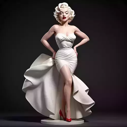 Marilyn Monroe Glamorous Statue in Flowing Gown 3D print model