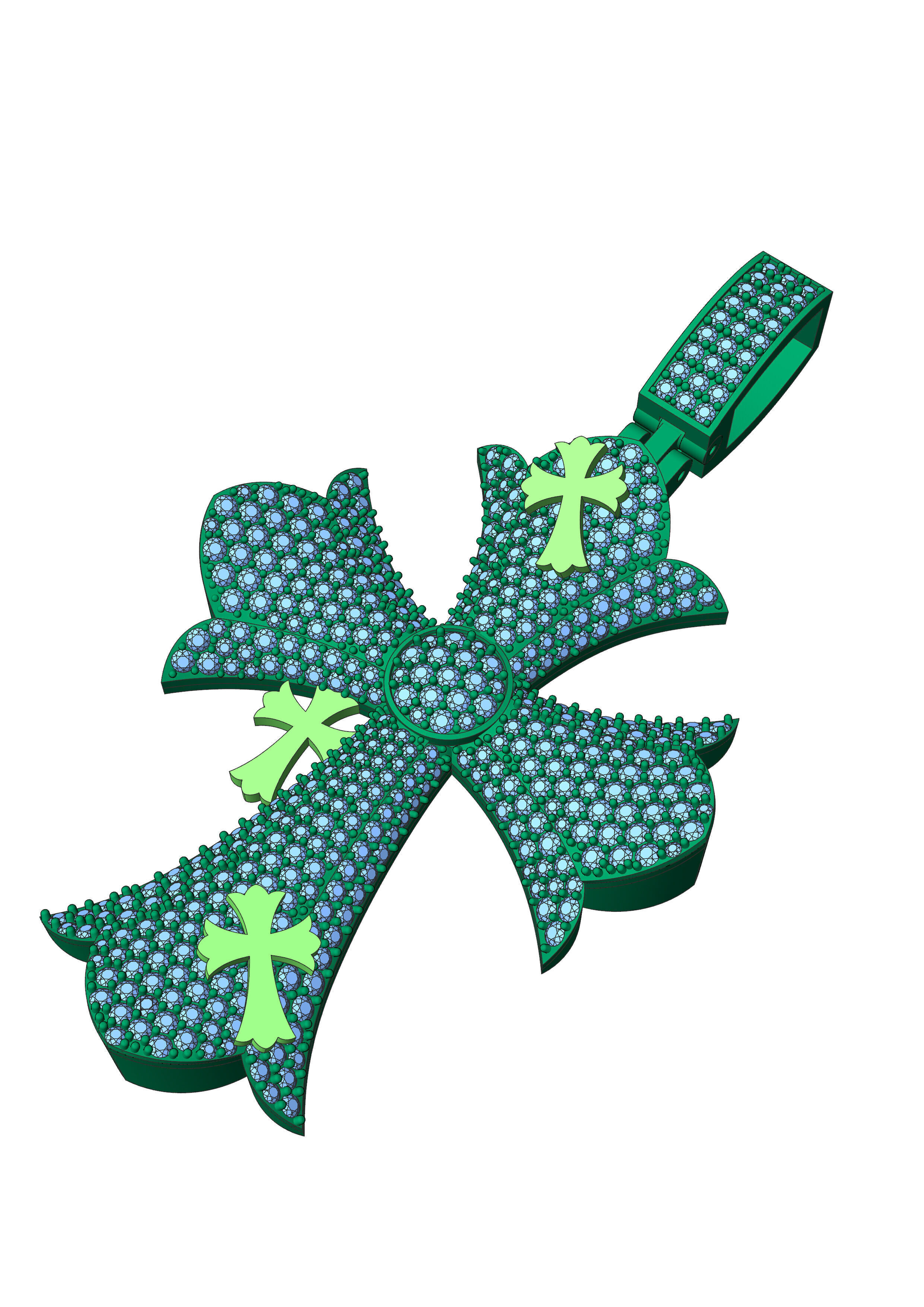 DIAMOND CROSS PENDANT NECKLACE 3dmodel 3D print model 3D print model_8