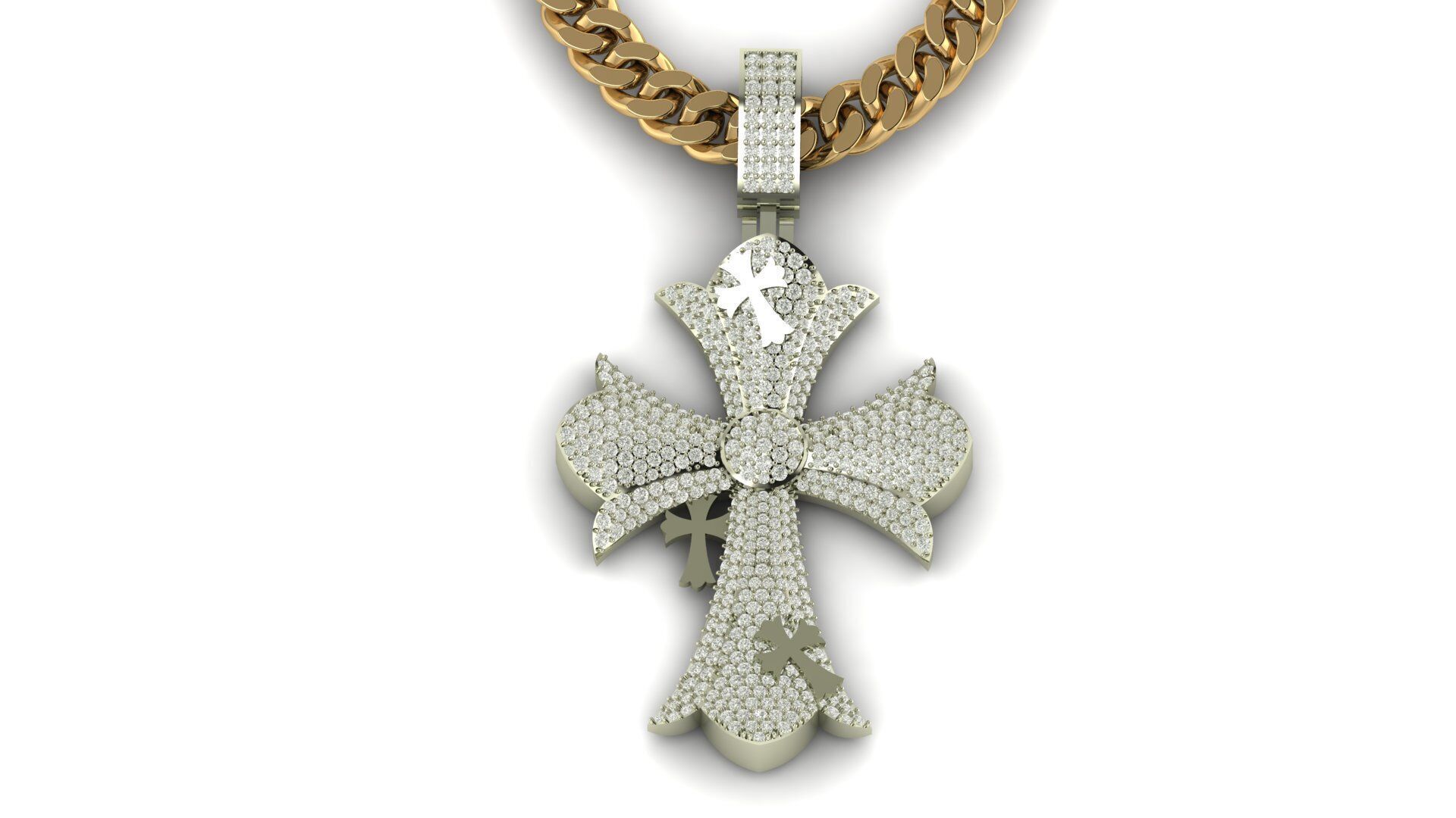 DIAMOND CROSS PENDANT NECKLACE 3dmodel 3D print model 3D print model_1