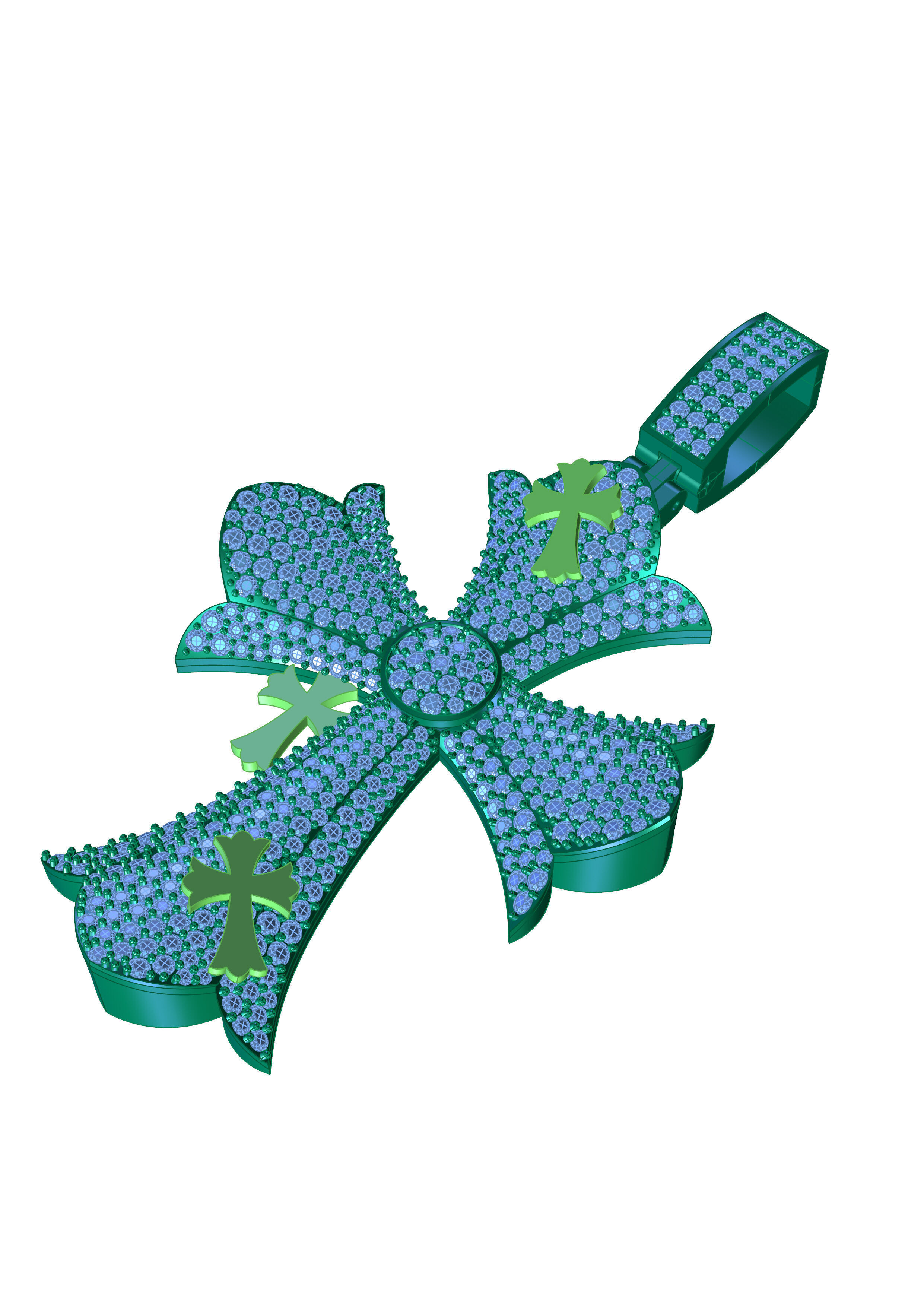 DIAMOND CROSS PENDANT NECKLACE 3dmodel 3D print model 3D print model_6