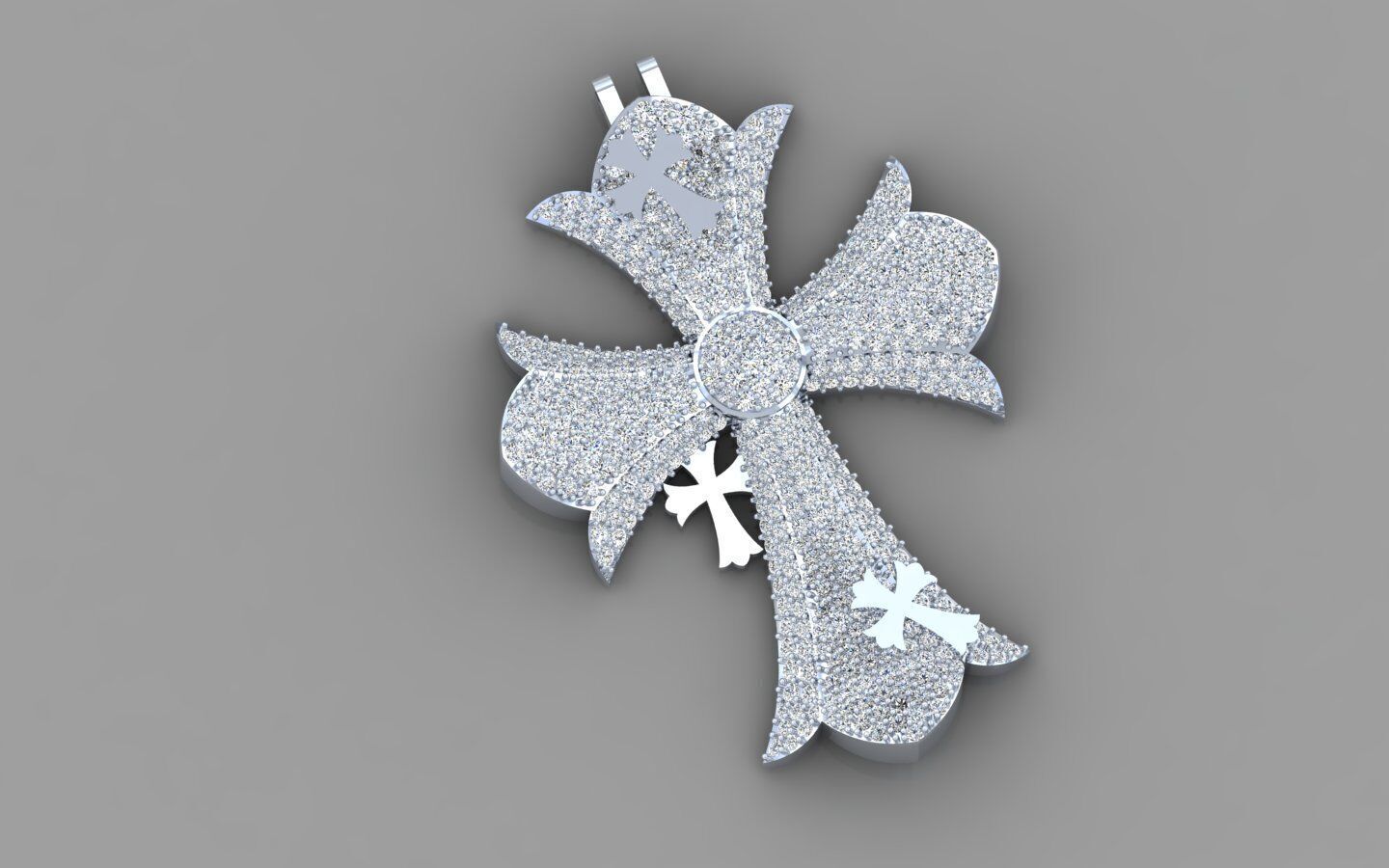 DIAMOND CROSS PENDANT NECKLACE 3dmodel 3D print model 3D print model_15