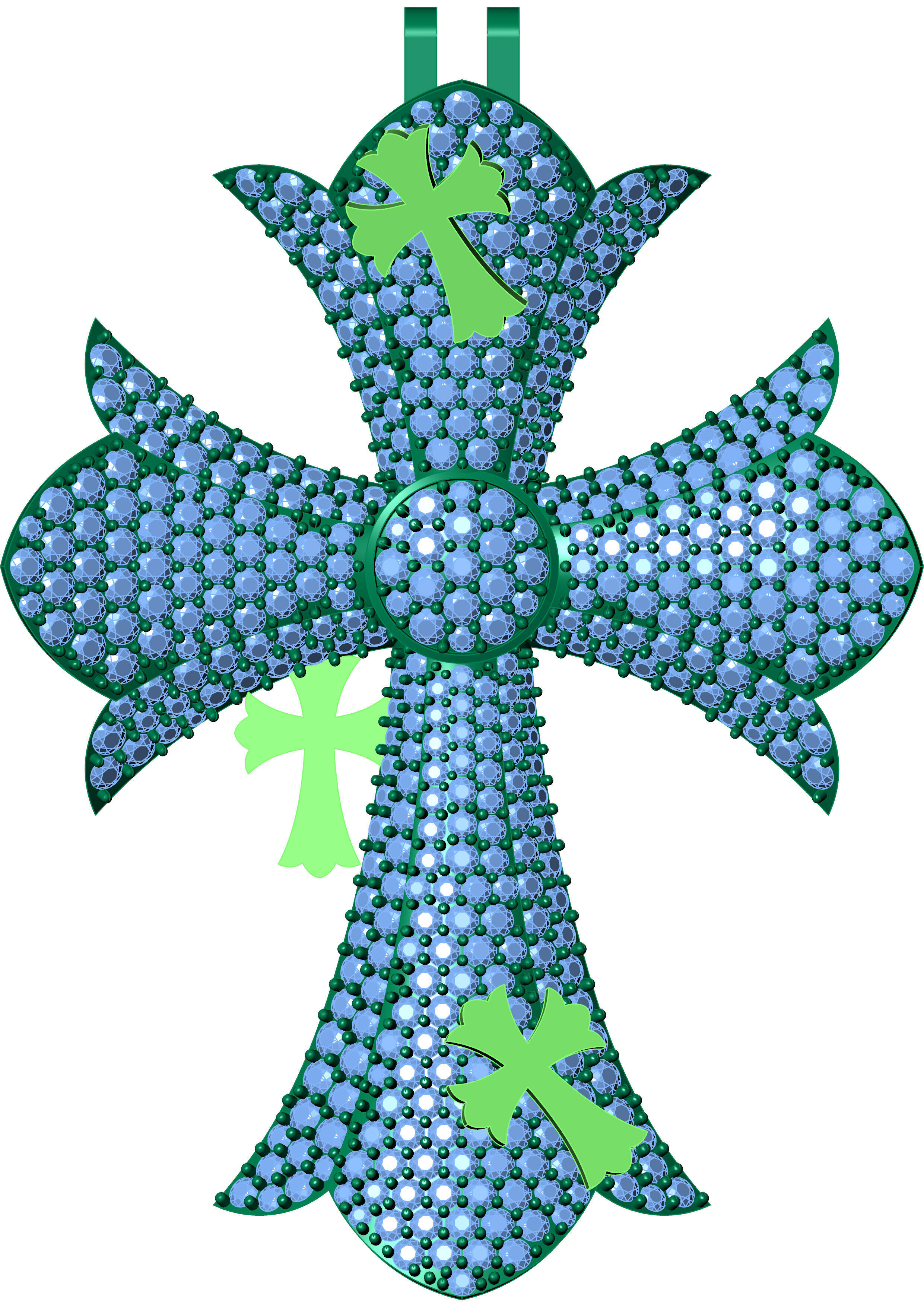 DIAMOND CROSS PENDANT NECKLACE 3dmodel 3D print model 3D print model_3