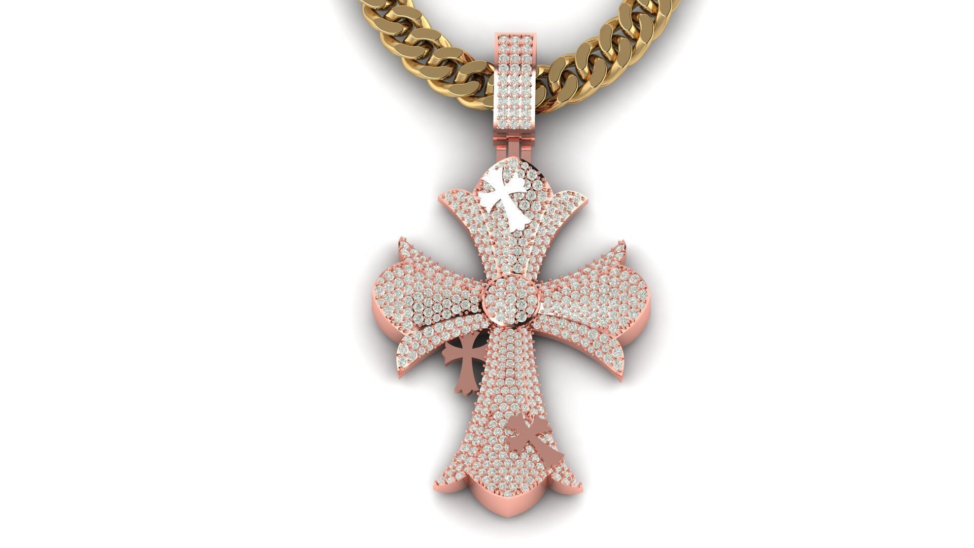 DIAMOND CROSS PENDANT NECKLACE 3dmodel 3D print model 3D print model_2