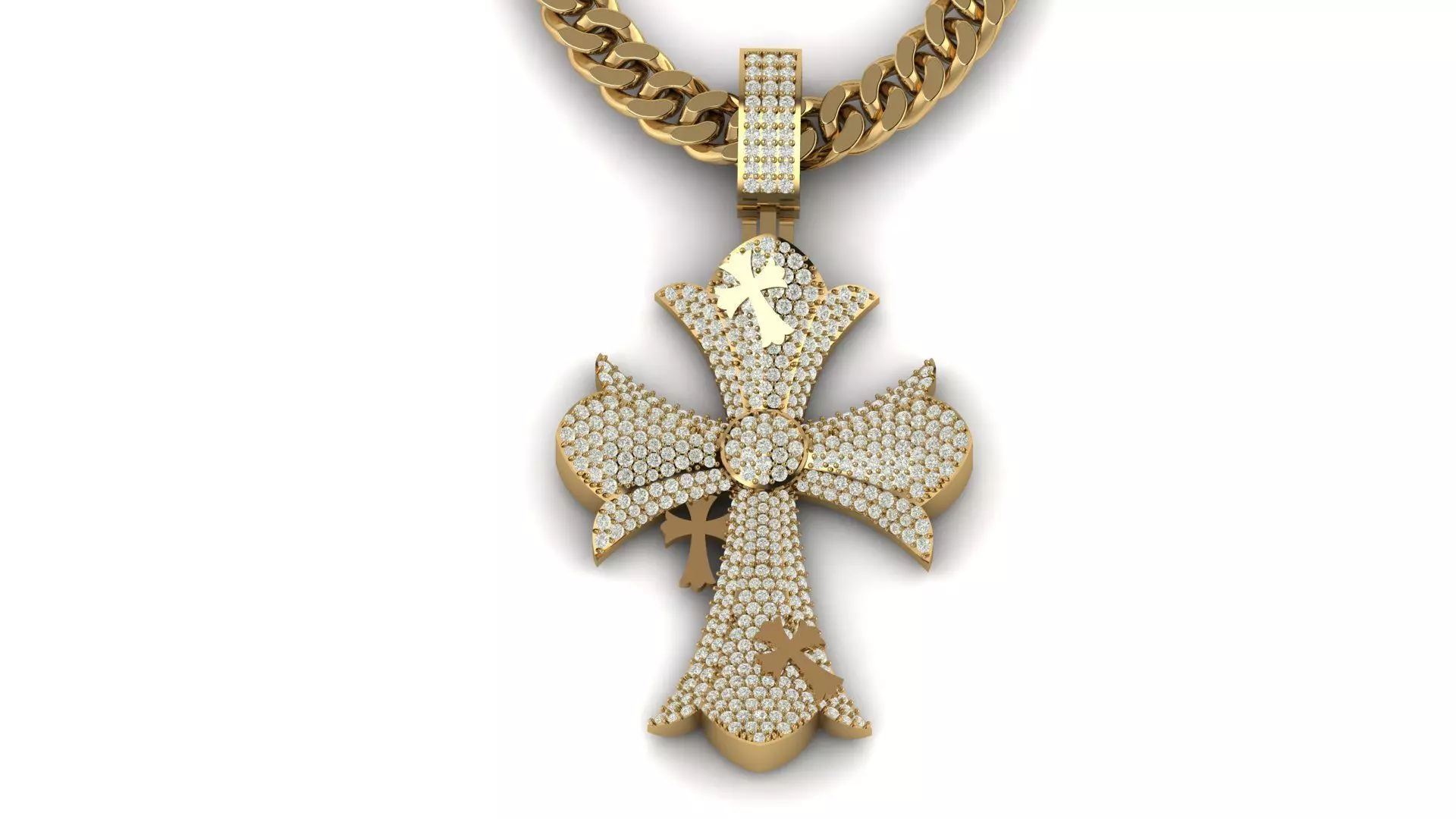 DIAMOND CROSS PENDANT NECKLACE 3dmodel 3D print model 3D print model_0