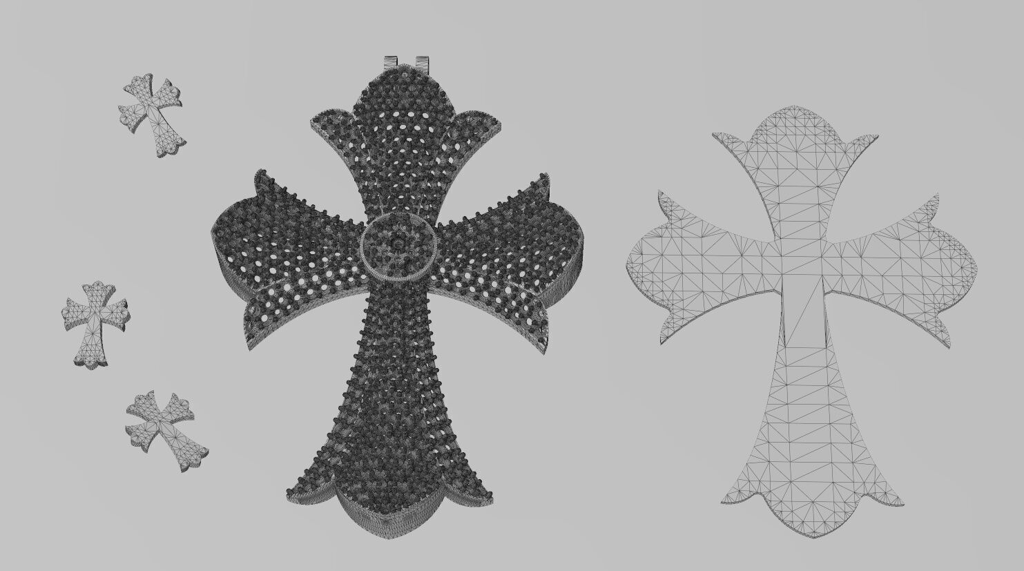 DIAMOND CROSS PENDANT NECKLACE 3dmodel 3D print model 3D print model_11