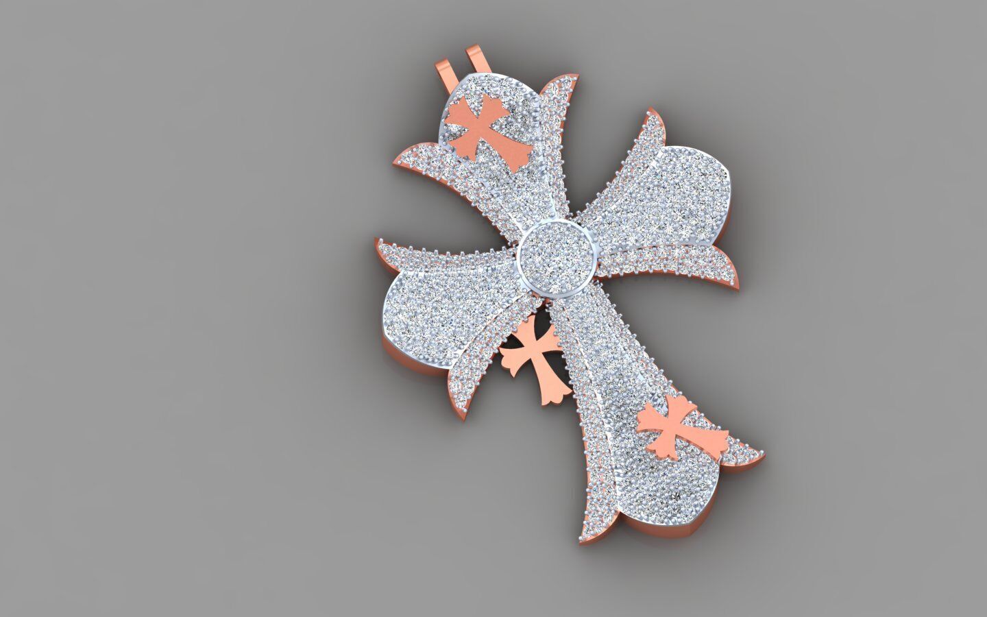 DIAMOND CROSS PENDANT NECKLACE 3dmodel 3D print model 3D print model_14