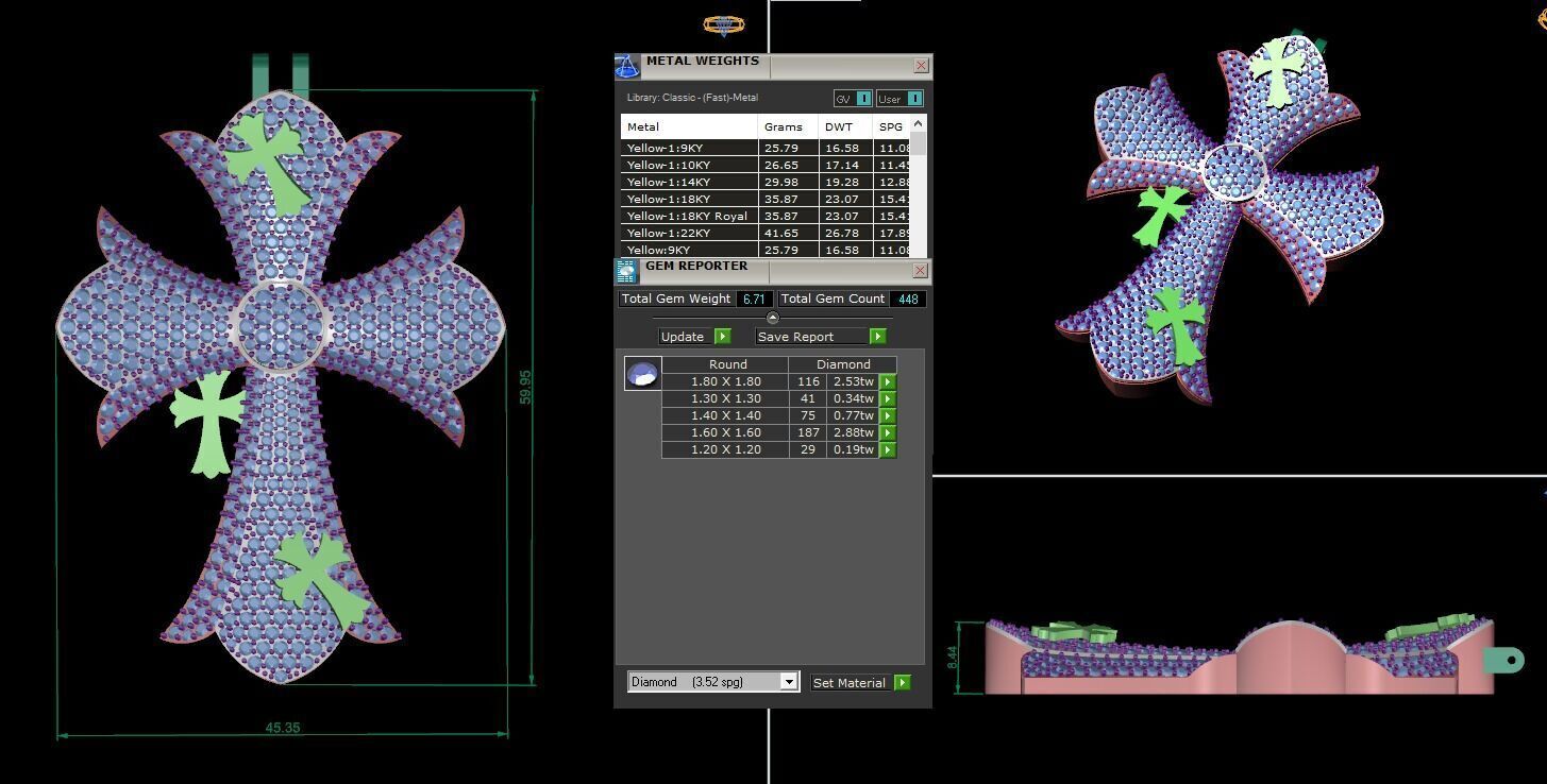 DIAMOND CROSS PENDANT NECKLACE 3dmodel 3D print model 3D print model_13