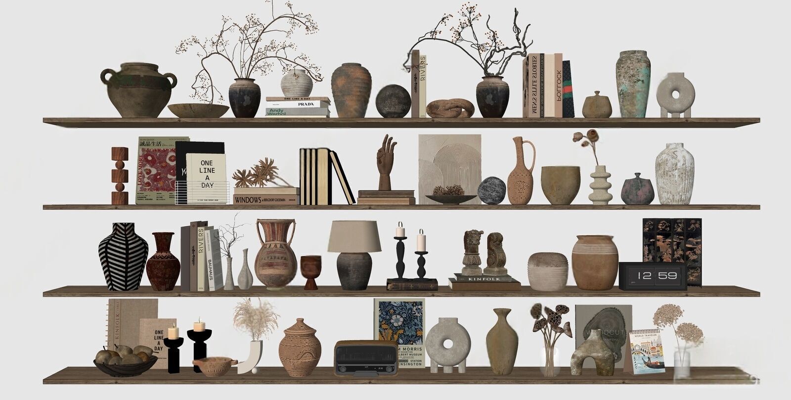 Wabi-sabi ornaments combination  3D model_1