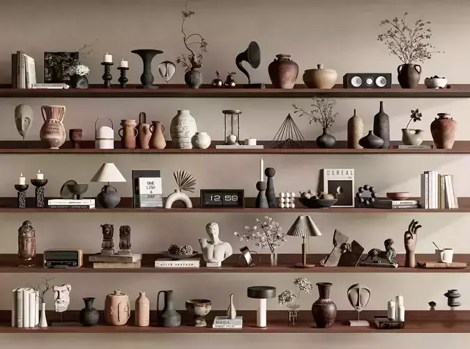 Wabi-sabi antique ornaments combination