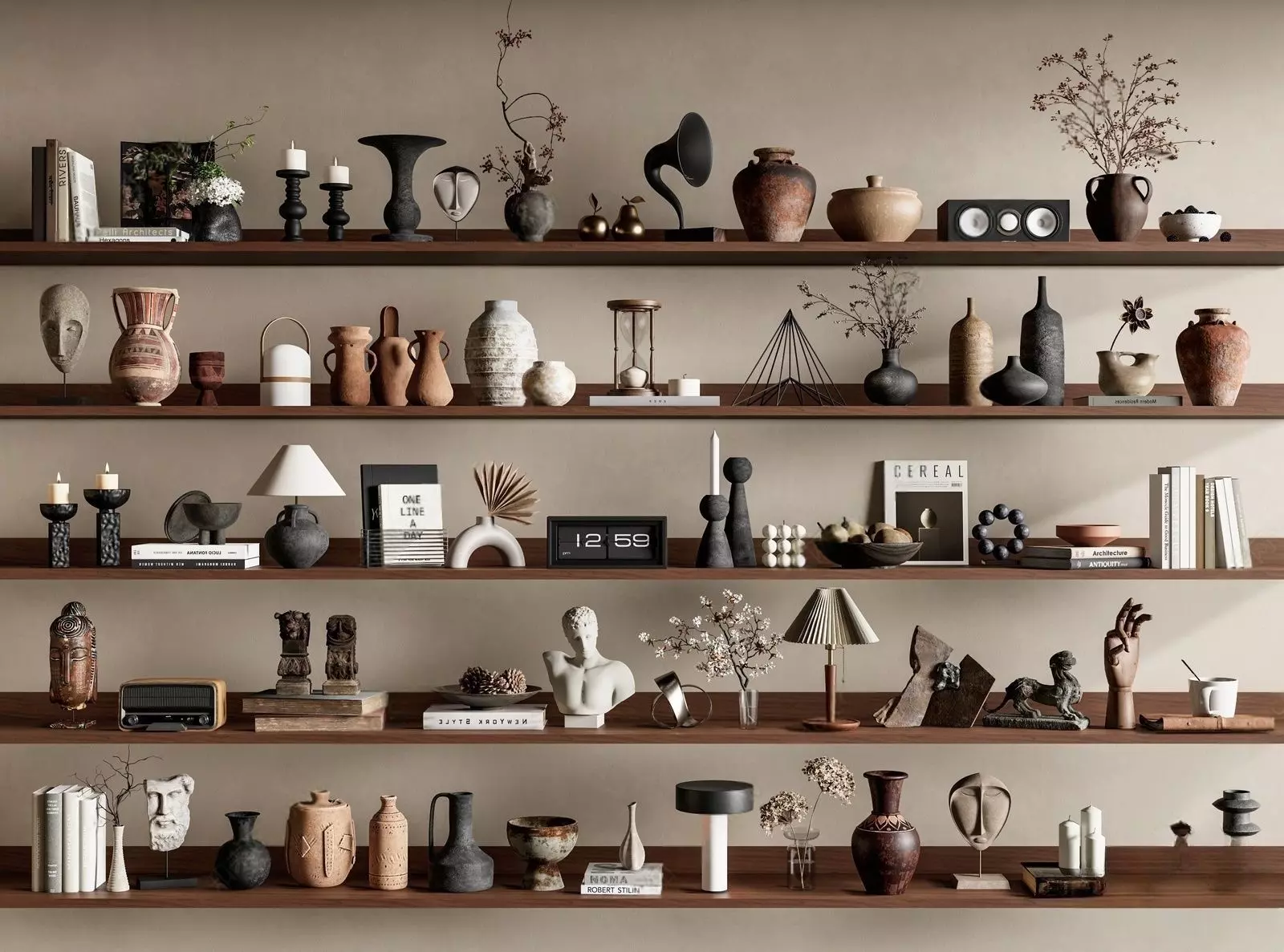 Wabi-sabi antique ornaments combination 3D model_0