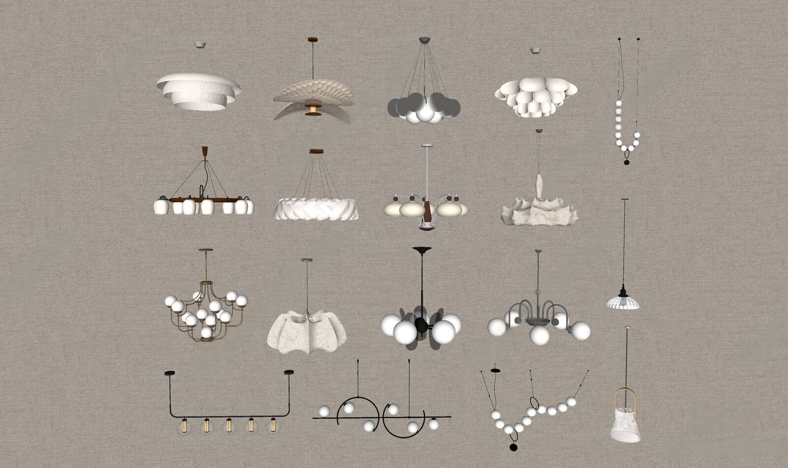 French cream chandelier 3D model_1
