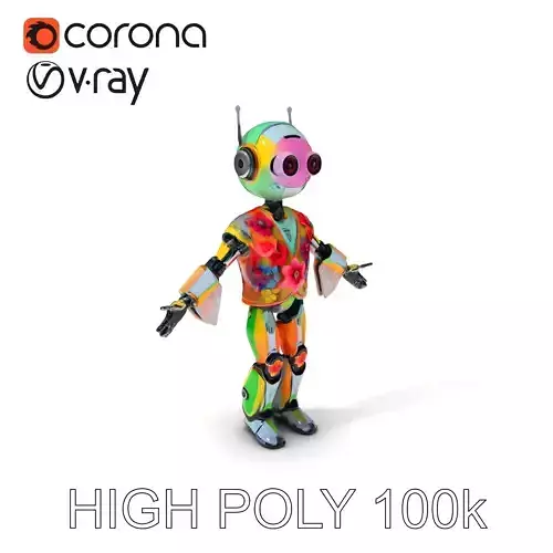 Floral RoboBuddy Vibrant Tech Companion with Colorful Floral Patterns