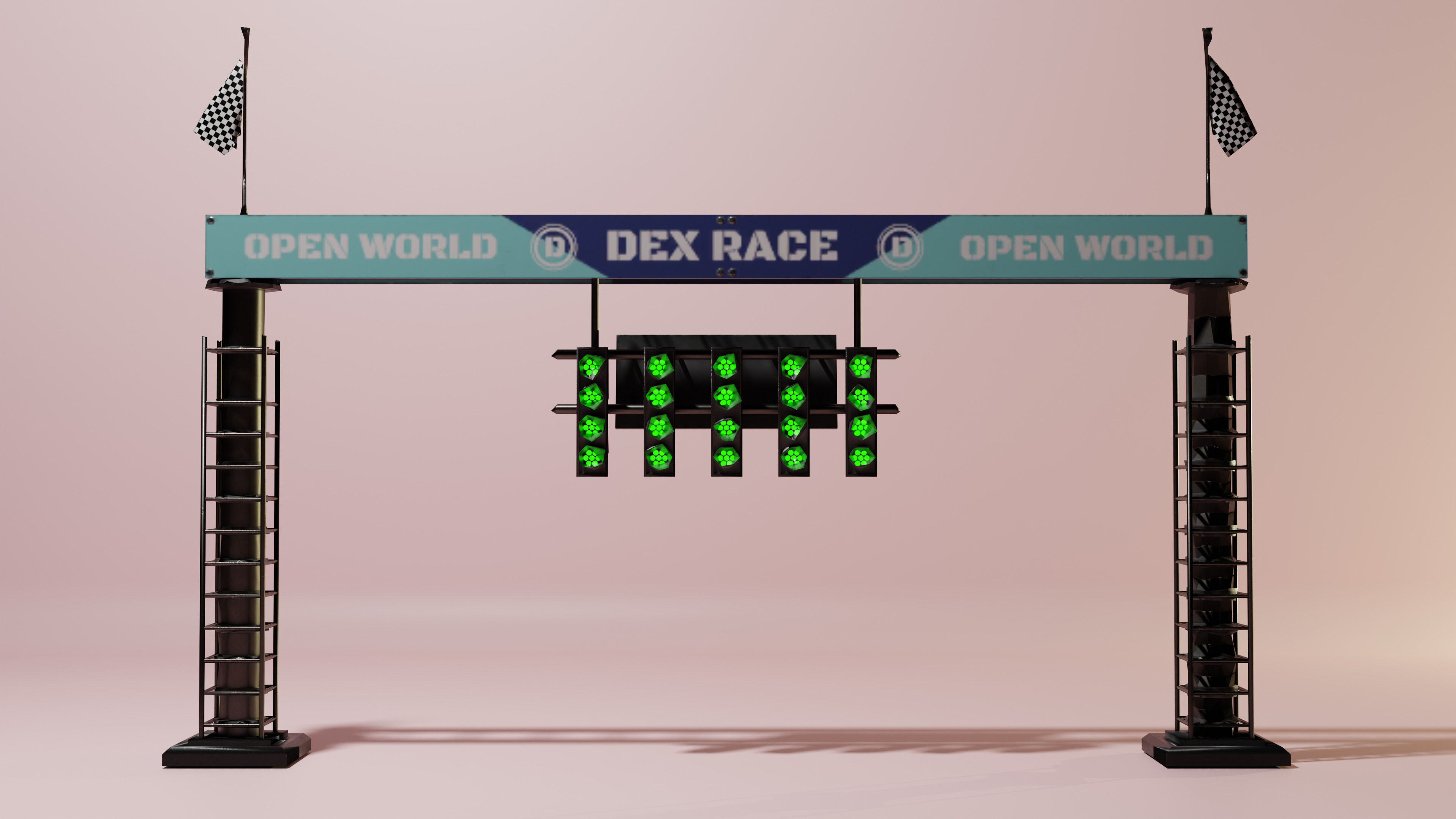 Low Poly Stylized Traffic Light Barrier -- Game Ready Low-poly 3D model_2