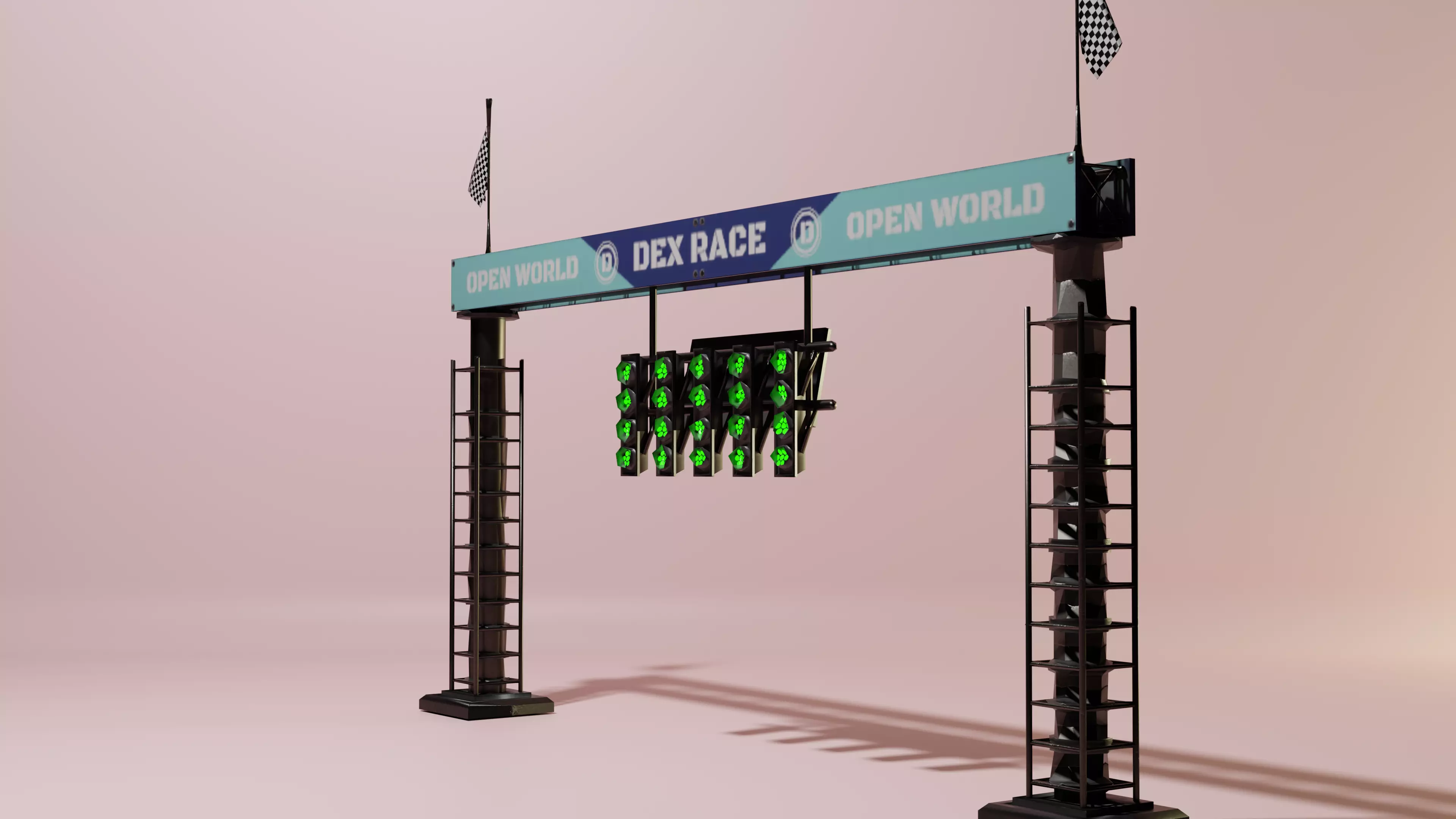 Low Poly Stylized Traffic Light Barrier -- Game Ready Low-poly 3D model_0