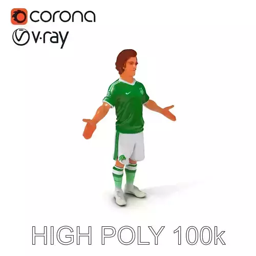 D Character Model  Soccer Player Rigged with PBR Textures Low-poly 3D model