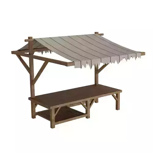 Medieval Wooden Market stall 3D model