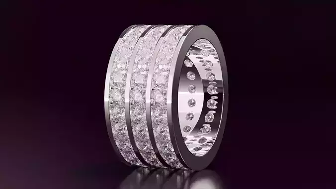3line round cut eternity ring 54EU size