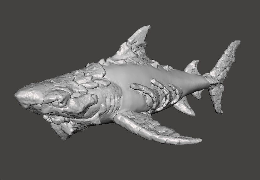 STONE SHARK MINIATURE MODEL FIGURE FOR FANTASY GAMES RPG DND 3D print model_5