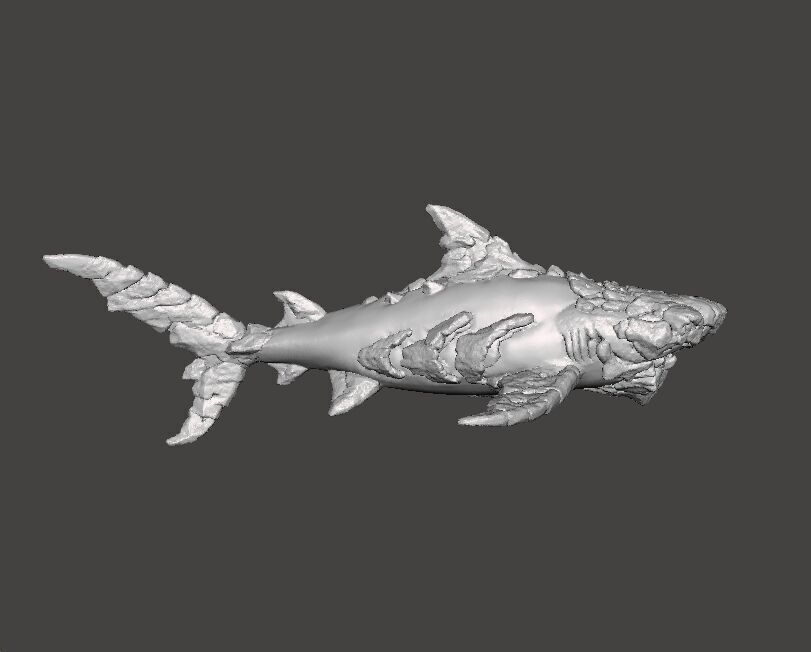 STONE SHARK MINIATURE MODEL FIGURE FOR FANTASY GAMES RPG DND 3D print model_2
