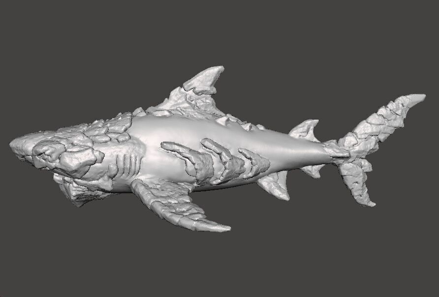 STONE SHARK MINIATURE MODEL FIGURE FOR FANTASY GAMES RPG DND 3D print model_6