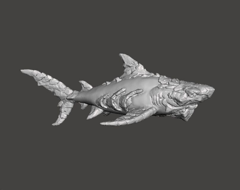 STONE SHARK MINIATURE MODEL FIGURE FOR FANTASY GAMES RPG DND 3D print model_1