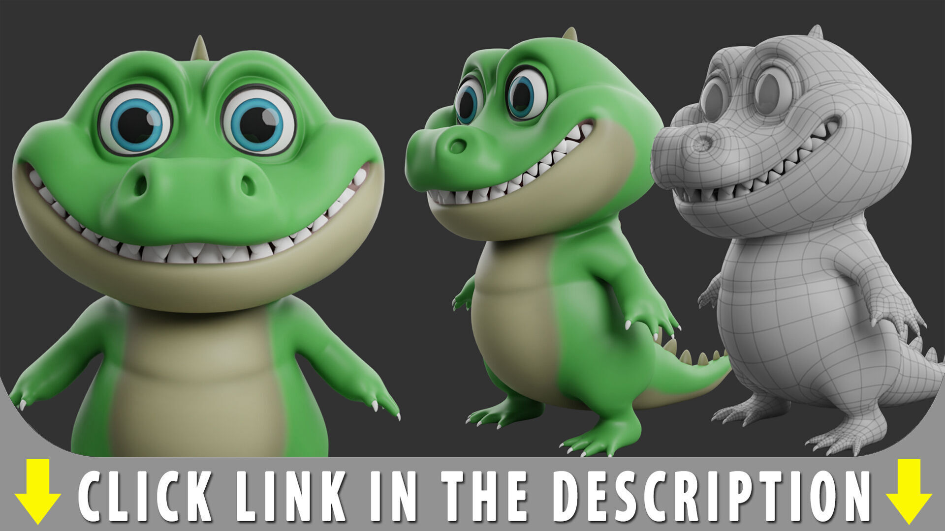 Cartoon Crocodile  II Basemesh  Low-poly 3D model_6