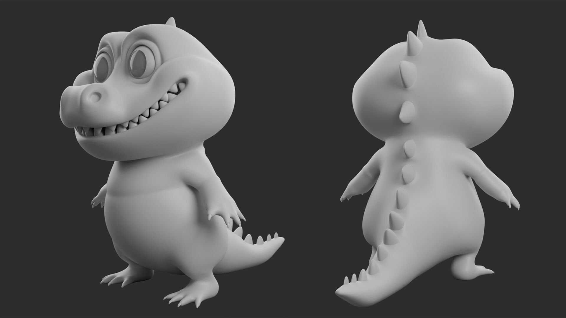 Cartoon Crocodile  II Basemesh  Low-poly 3D model_3