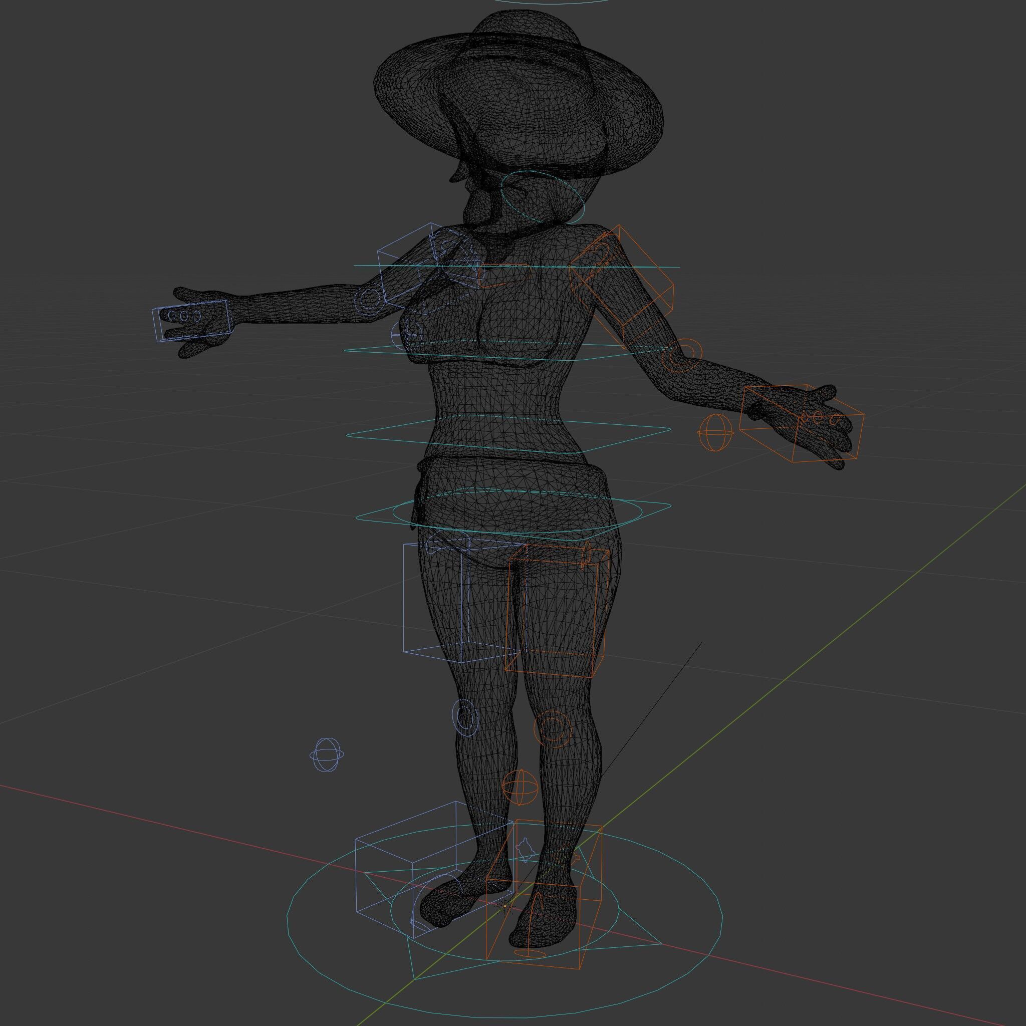 Summer Beach Diva Stylized D Character Model in Bikini and Hat Low-poly 3D model_26