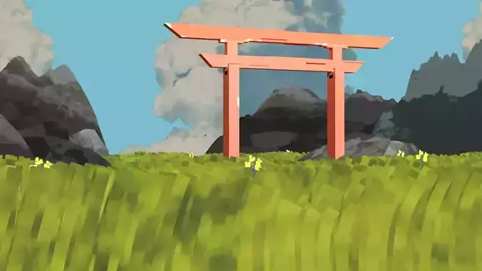 Torii gate Ghibli style environment