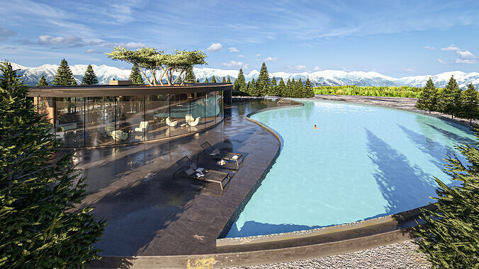 Modern Spa Wellness Retreat Facility  3D Model  Low-poly 3D model 3