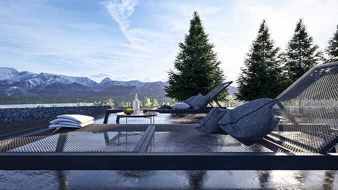 Modern Spa Wellness Retreat Facility  3D Model  Low-poly 3D model 4