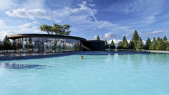 Modern Spa Wellness Retreat Facility  3D Model  Low-poly 3D model 5