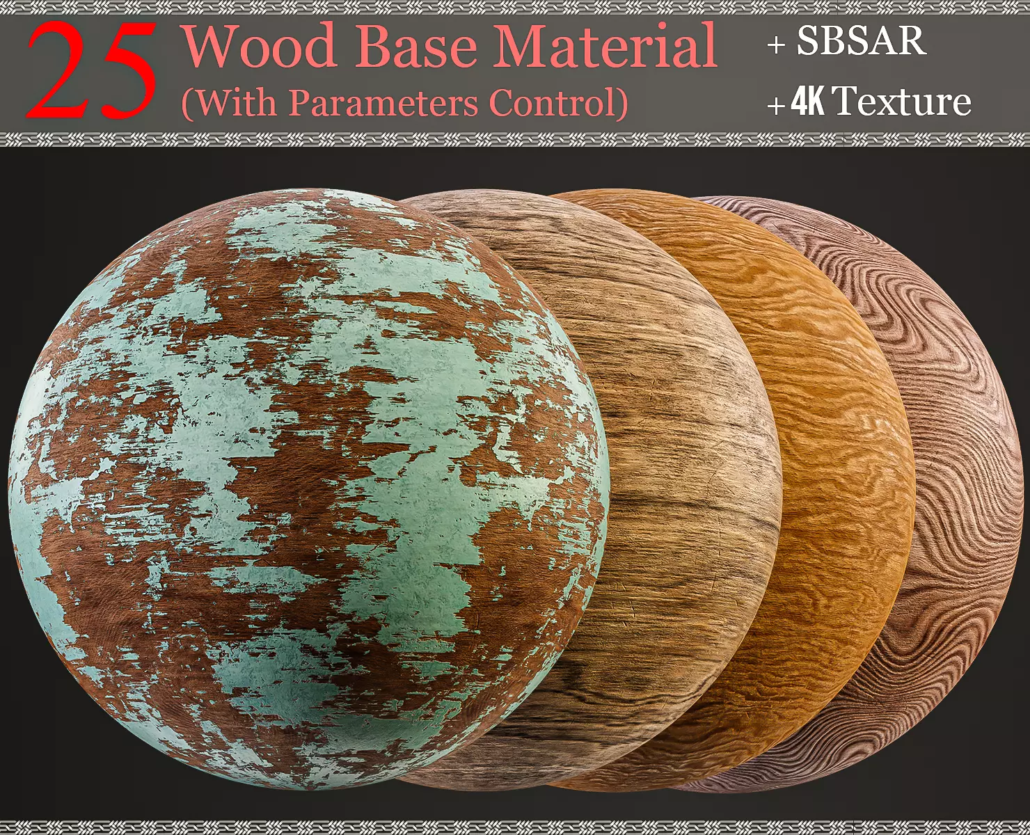 25 Wood Base Material with Parameters Control 4k Texture SBSAR Texture_0