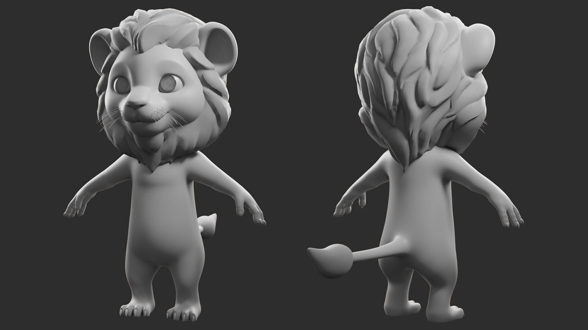 Cartoon  Lion II Basemesh  Low-poly 3D model_3