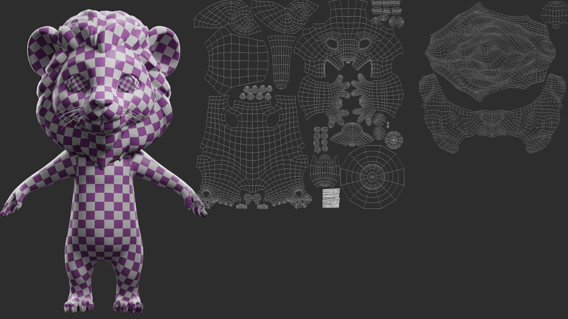 Cartoon  Lion II Basemesh  Low-poly 3D model_5