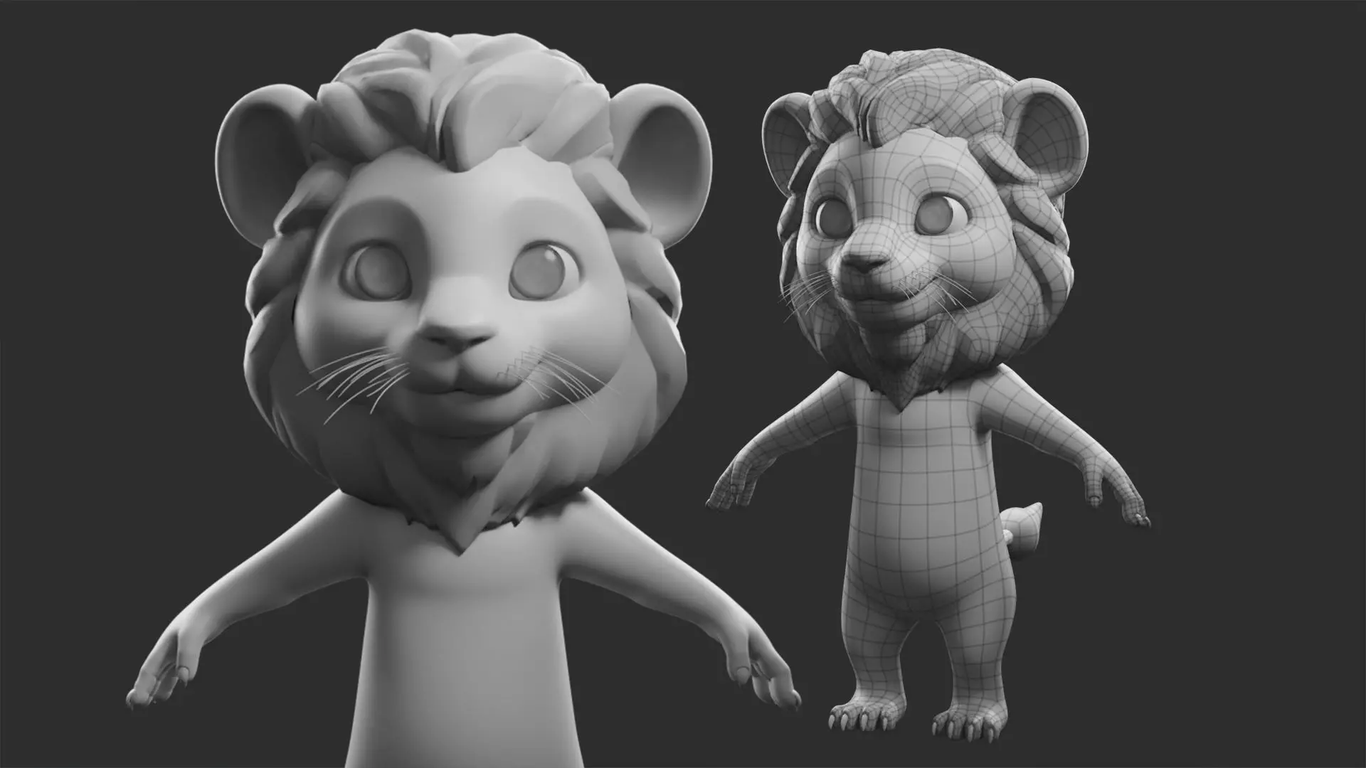 Cartoon  Lion II Basemesh  Low-poly 3D model_0