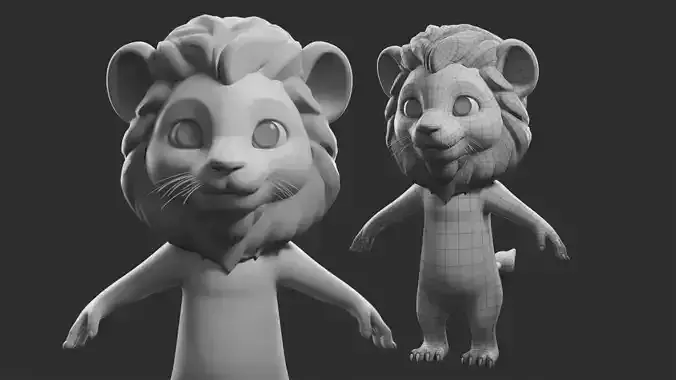 Cartoon  Lion II Basemesh  Low-poly 3D model