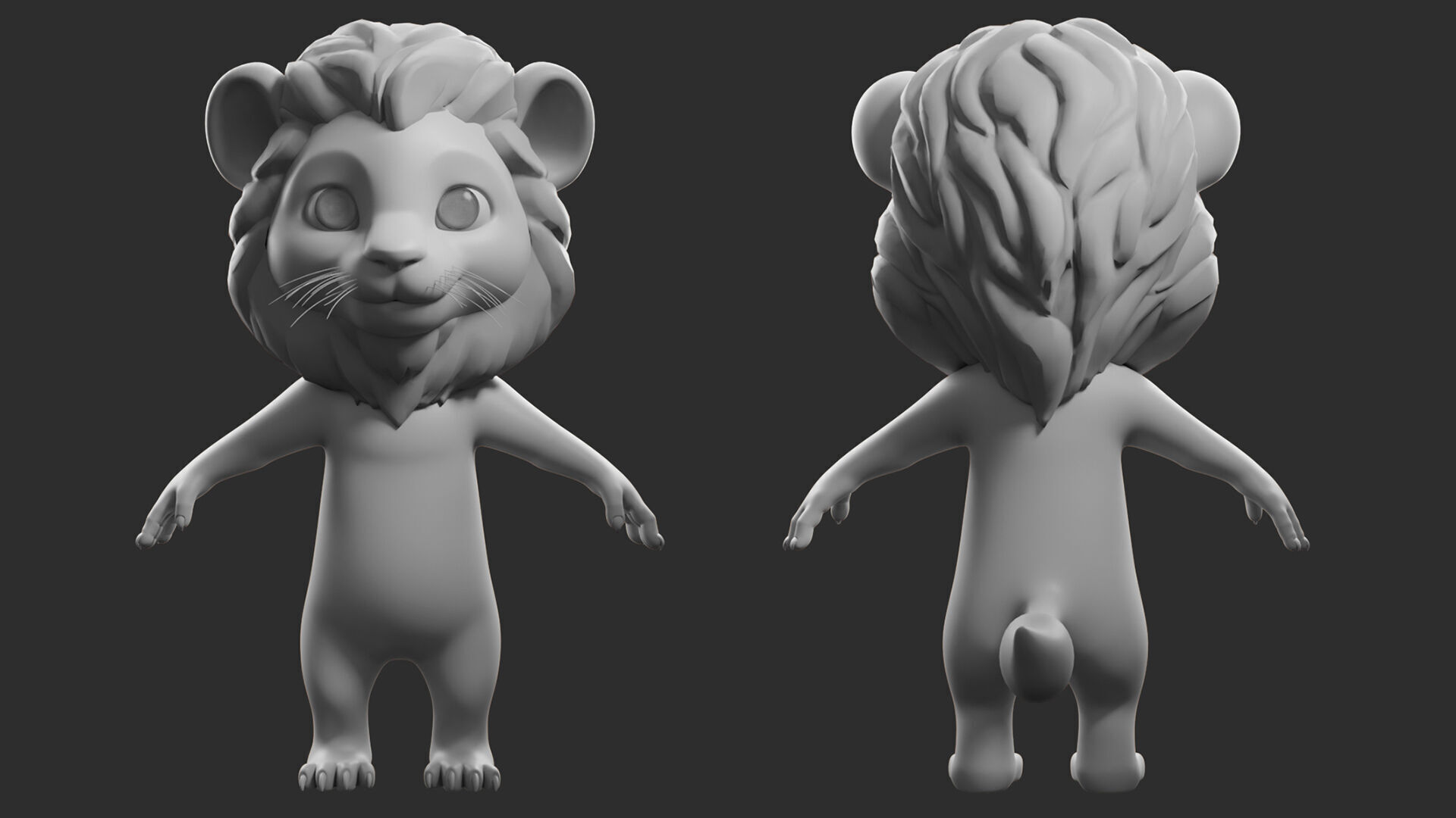 Cartoon  Lion II Basemesh  Low-poly 3D model_1