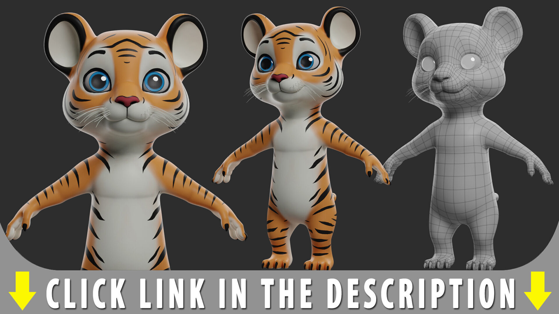 Cartoon  Tiger II Basemesh  Low-poly 3D model_6