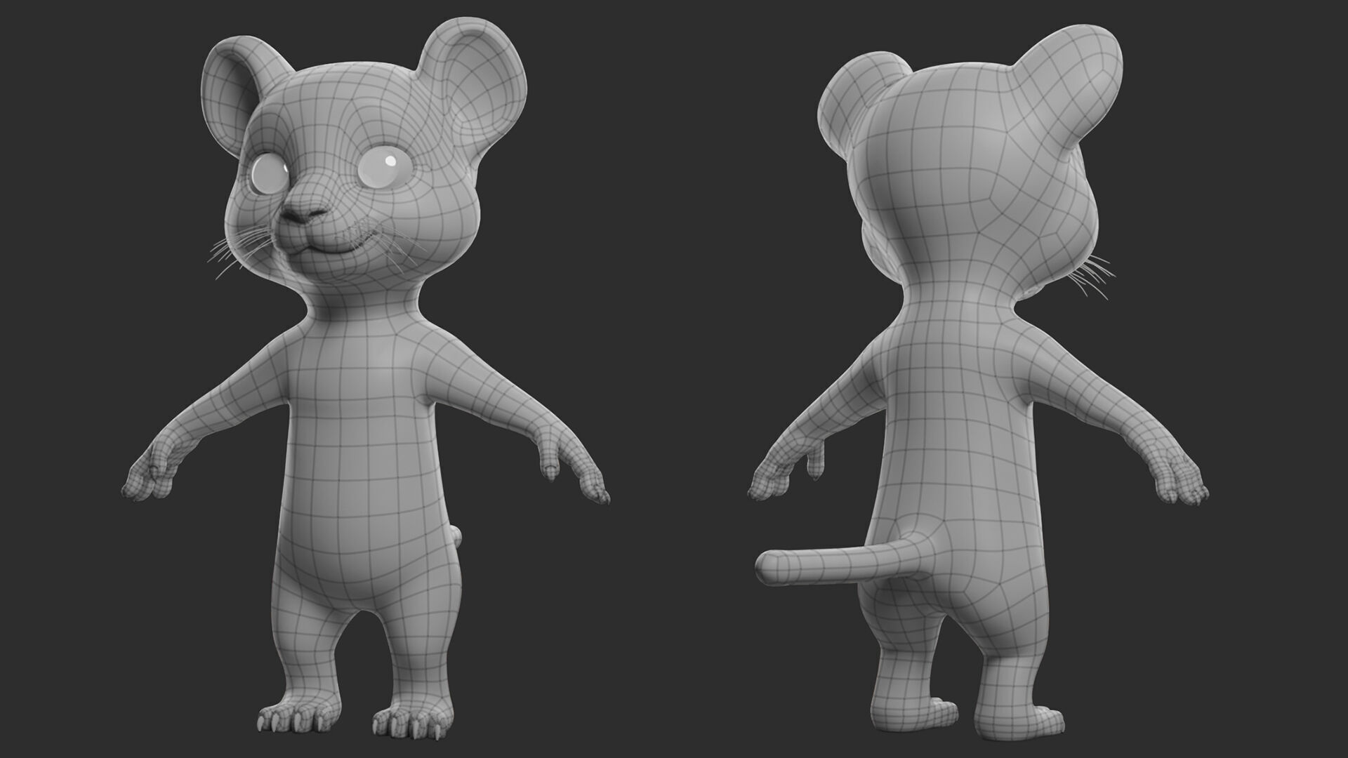 Cartoon  Tiger II Basemesh  Low-poly 3D model_2