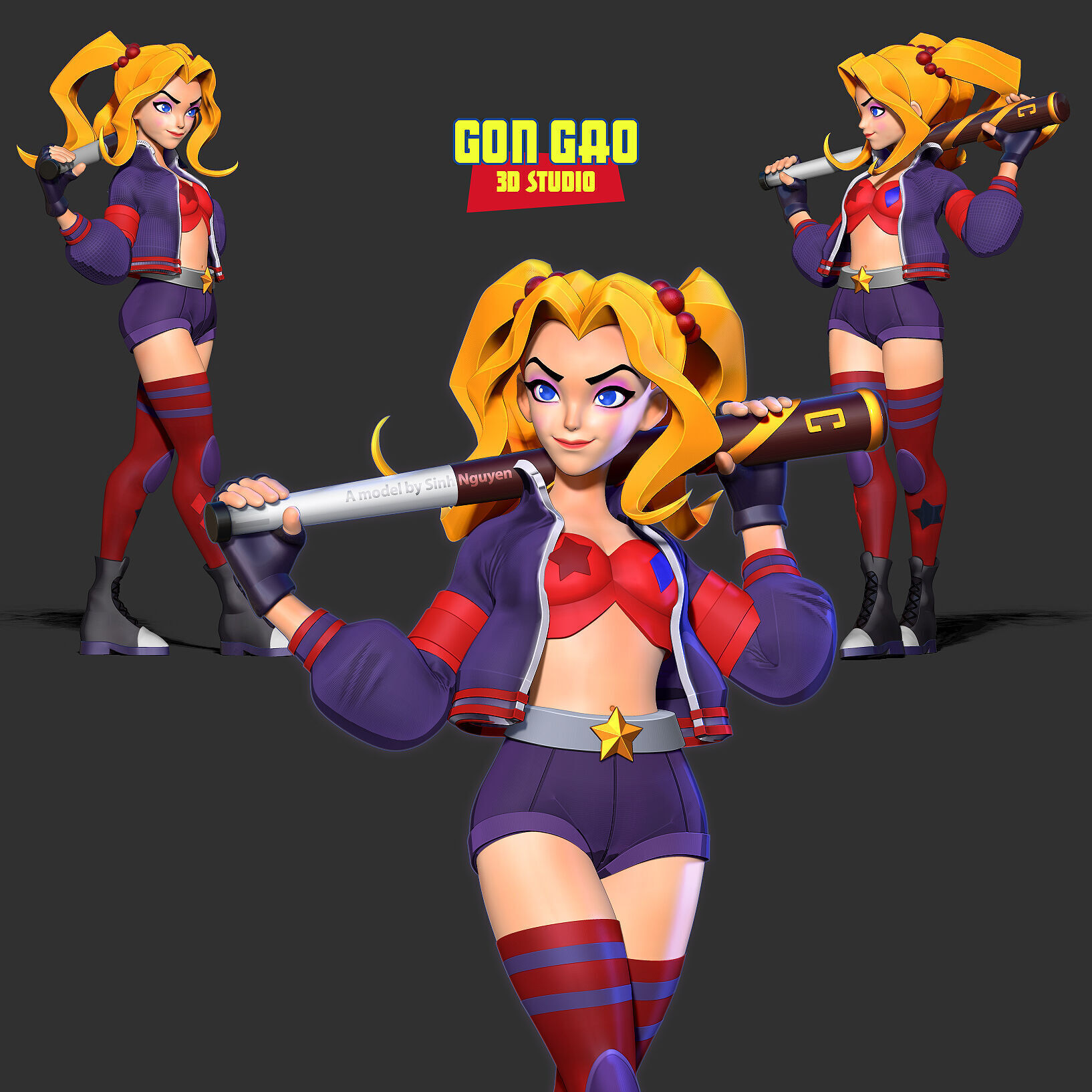 Harley Quinn chill out moment 3D print model_1