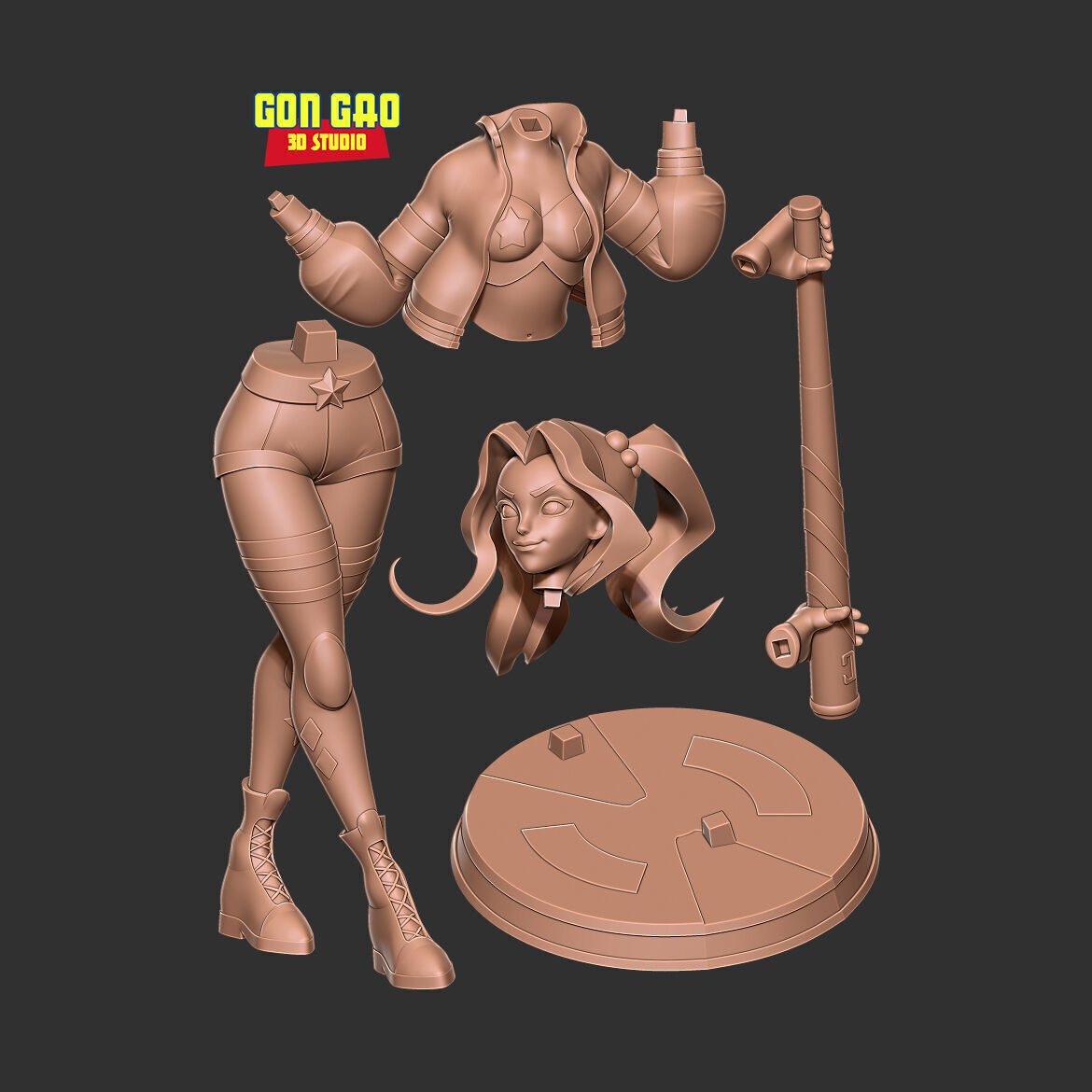 Harley Quinn chill out moment 3D print model_2