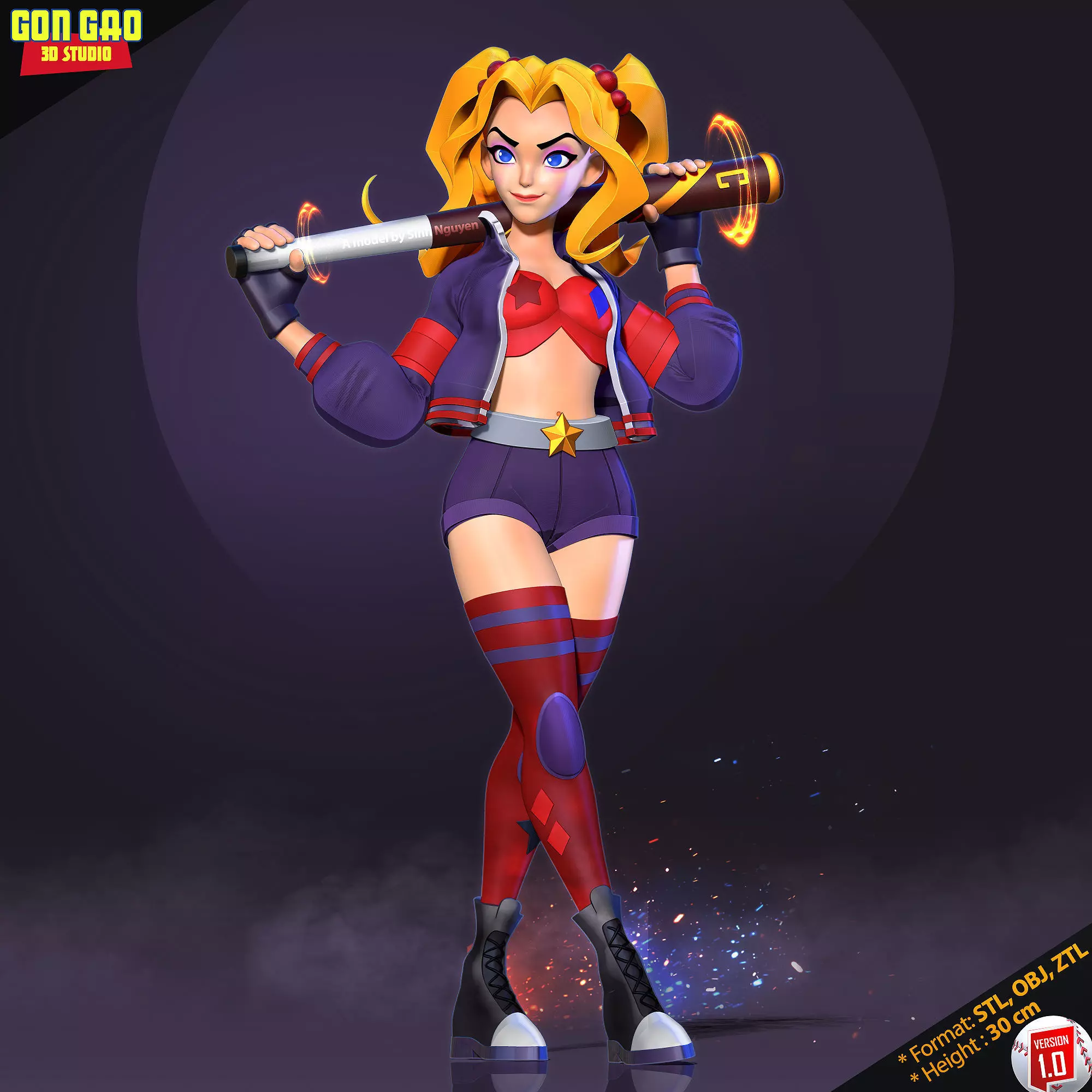 Harley Quinn chill out moment 3D print model_0