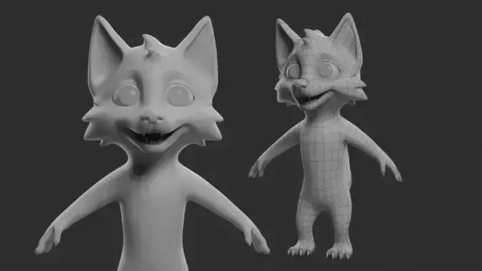 Cartoon Wolf  II Basemesh  Low-poly 3D model
