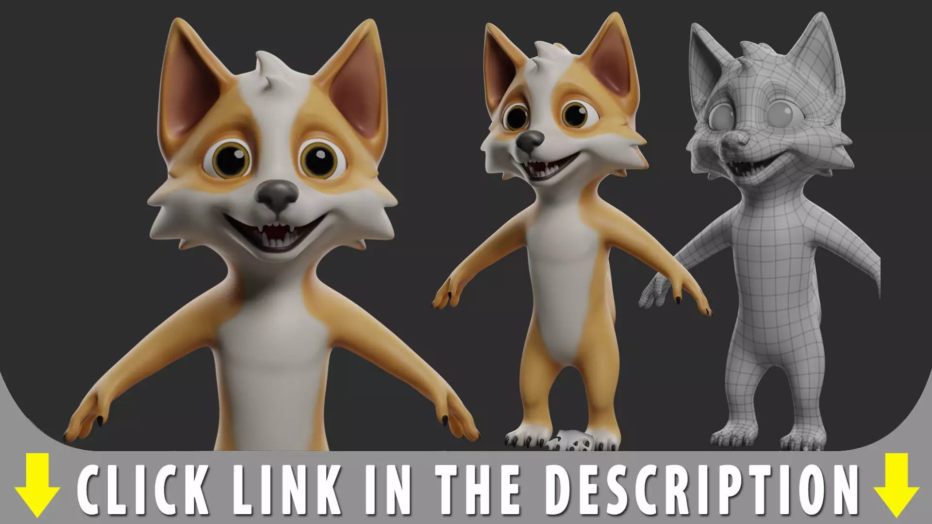 Cartoon  Dog  II Basemesh  Low-poly 3D model_6
