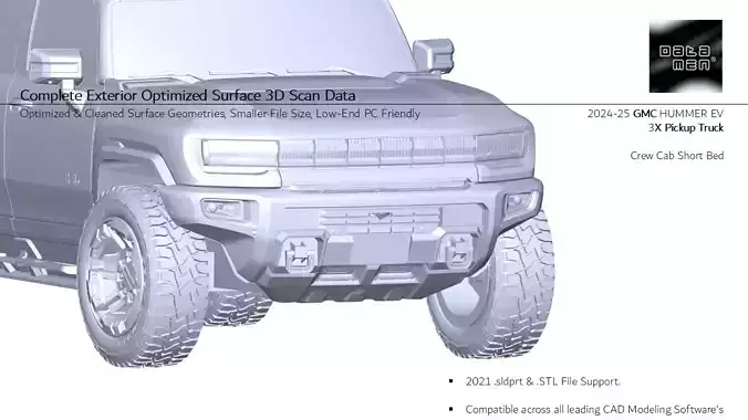 2024 2025 GMC HUMMER EV 3X PICKUP 3D Scan Surface Data Model