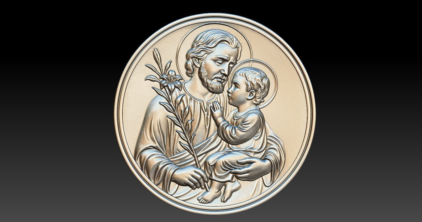 Saint Joseph pendant 3D print model 3D print model_6